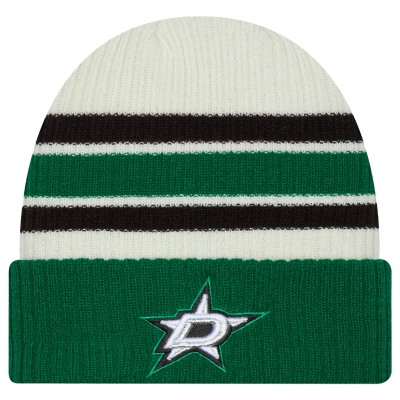 Dallas Stars New Era Cream/Kelly Green Vintage Cuffed Knit Hat