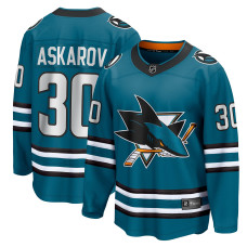 Джерси San Jose Sharks Yaroslav Askarov Fanatics Teal Home Breakaway