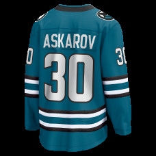 Джерси San Jose Sharks Yaroslav Askarov Fanatics Teal Home Breakaway