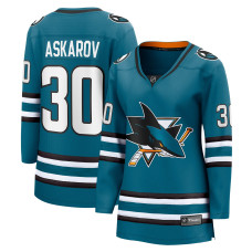 Женская джерси San Jose Sharks Yaroslav Askarov Fanatics Teal Home Breakaway