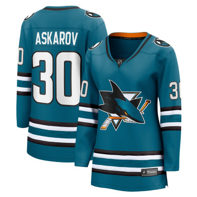 Женская джерси San Jose Sharks Yaroslav Askarov Fanatics Teal Home Breakaway