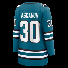Женская джерси San Jose Sharks Yaroslav Askarov Fanatics Teal Home Breakaway