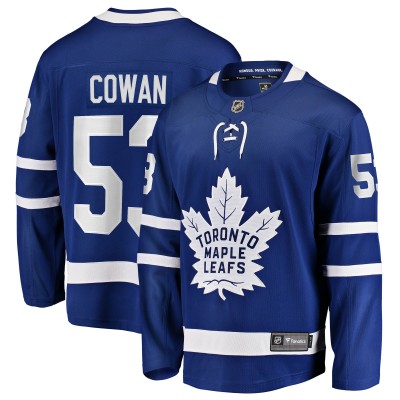 Джерси Toronto Maple Leafs Easton Cowan Fanatics Blue Home Breakaway