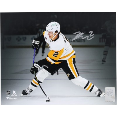 Rutger McGroarty Pittsburgh Penguins Autographed Fanatics Authentic 8 x 10 White Jersey Shooting Spotlight Photograph