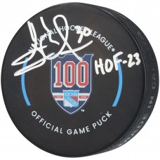 Henrik Lundqvist New York Rangers Autographed Fanatics Authentic 100th Anniversary Official Game Puck with HOF 23 Inscription