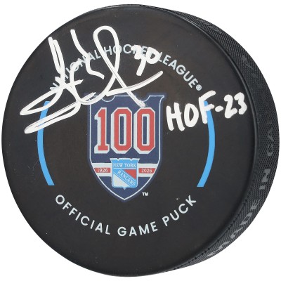 Henrik Lundqvist New York Rangers Autographed Fanatics Authentic 100th Anniversary Official Game Puck with HOF 23 Inscription