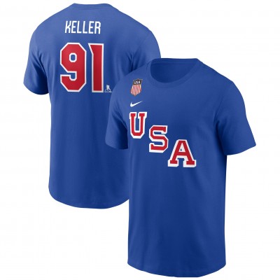 USA Hockey Clayton Keller Nike Royal 2026 Name & Number T-Shirt