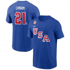 USA Hockey Dylan Larkin Nike Royal 2026 Name & Number T-Shirt