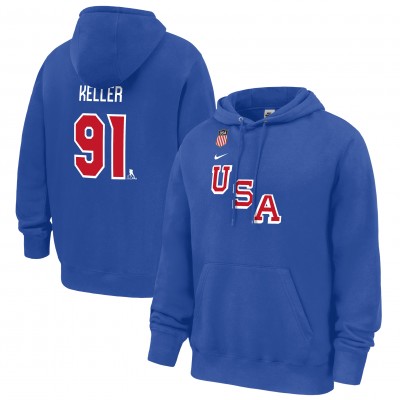 US Hockey Clayton Keller Nike Royal 2026 Name & Number Hoodie