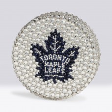 Auston Matthews Toronto Maple Leafs Autographed Fanatics Authentic Swarovski Crystal Hockey Puck with Go Leafs! Inscription - Art by Rock On Sports