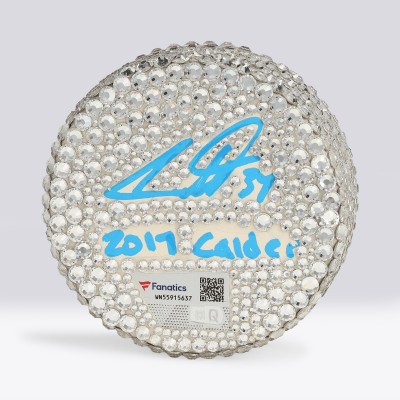 Auston Matthews Toronto Maple Leafs Autographed Fanatics Authentic Swarovski Crystal Hockey Puck with 2017 Calder Inscription - Art by Rock On Sports