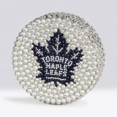 Auston Matthews Toronto Maple Leafs Autographed Fanatics Authentic Swarovski Crystal Hockey Puck with 2017 Calder Inscription - Art by Rock On Sports