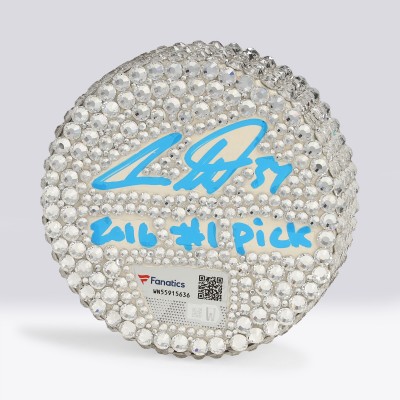 Auston Matthews Toronto Maple Leafs Autographed Fanatics Authentic Swarovski Crystal Hockey Puck with 2016 #1 Pick Inscription - Art by Rock On Sports