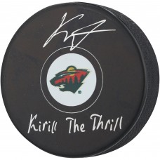 Kirill Kaprizov Minnesota Wild Autographed Fanatics Authentic 25th Anniversary Official Game Puck with Kirill the Thrill Inscription