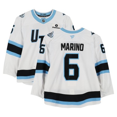 John Marino Utah Mammoth Fanatics Authentic Game-Used #6 White Set 1 Jersey from Multiple Games Between October 9 & December 6, 2025