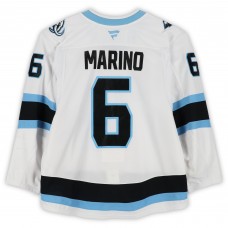 John Marino Utah Mammoth Fanatics Authentic Game-Used #6 White Set 1 Jersey from Multiple Games Between October 9 & December 6, 2025