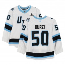 Sean Durzi Utah Mammoth Fanatics Authentic Game-Used #50 White Set 1 Jersey from Multiple Games Between October 9 & December 6, 2025