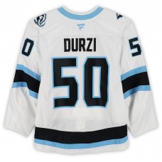 Sean Durzi Utah Mammoth Fanatics Authentic Game-Used #50 White Set 1 Jersey from Multiple Games Between October 9 & December 6, 2025