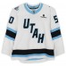 Sean Durzi Utah Mammoth Fanatics Authentic Game-Used #50 White Set 1 Jersey from Multiple Games Between October 9 & December 6, 2025