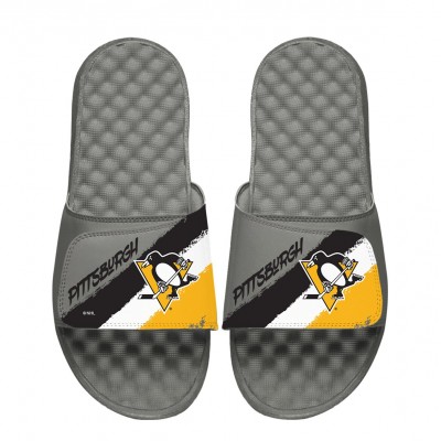Unisex Pittsburgh Penguins ISlide Paint Stripes Slide Sandals