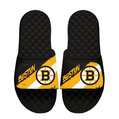 Unisex Boston Bruins ISlide Paint Stripes Slide Sandals
