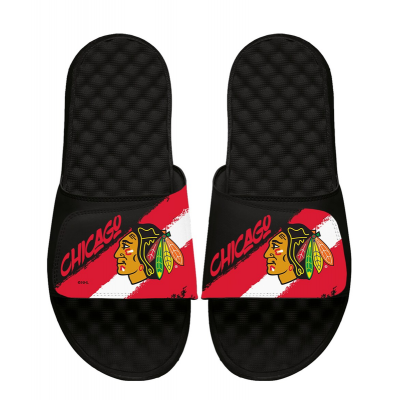 Unisex Chicago Blackhawks ISlide Paint Stripes Slide Sandals