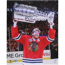 Duncan Keith Chicago Blackhawks Autographed Fanatics Authentic 16 x 20 2015 Stanley Cup Champions Raising Cup Photograph with 3x SC Champs & HOF 25 Inscriptions Limited Edition #10/10