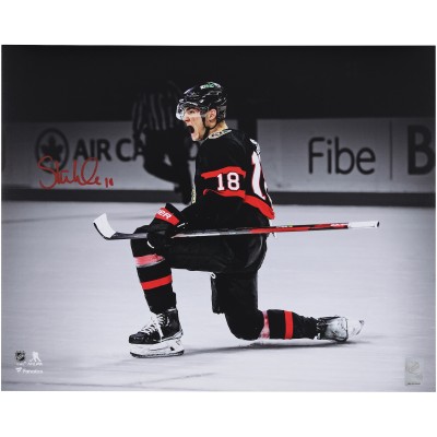 Tim Stutzle Ottawa Senators Autographed Fanatics Authentic 16 x 20 Black Jersey Celebration Spotlight Photograph