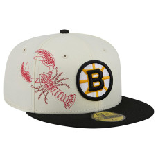 Бейсболка Boston Bruins New Era Cream/Black Localized Stitched 59FIFTY
