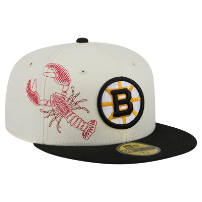 Бейсболка Boston Bruins New Era Cream/Black Localized Stitched 59FIFTY