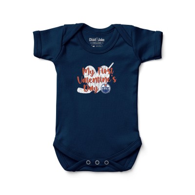Малышам Edmonton Oilers Chad & Jake Navy Valentines Day Graphic Bodysuit