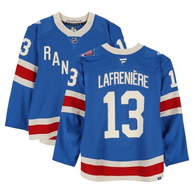 Alexis Lafreniere New York Rangers Fanatics Authentic Game-Used #13 Blue Centennial Set 2 Jersey from Multiple Games Between December 10, 2025 & January 8, 2026