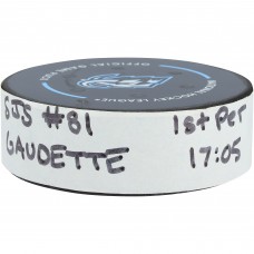 Adam Gaudette San Jose Sharks Fanatics Authentic Game-Used Goal Puck vs. Utah Mammoth on October 4, 2025
