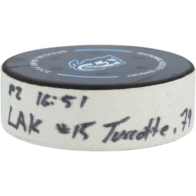 Alex Turcotte Los Angeles Kings Fanatics Authentic Game-Used Goal Puck vs. Utah Mammoth on October 2, 2025