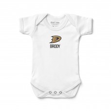 Малышам Anaheim Ducks Chad & Jake White Secondary Logo Personalized Bodysuit