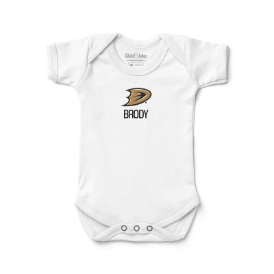 Малышам Anaheim Ducks Chad & Jake White Secondary Logo Personalized Bodysuit