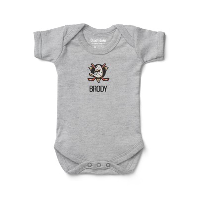Малышам Anaheim Ducks Chad & Jake Heather Gray Primary Logo Personalized Bodysuit