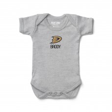 Малышам Anaheim Ducks Chad & Jake Heather Gray Secondary Logo Personalized Bodysuit