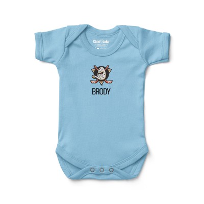 Малышам Anaheim Ducks Chad & Jake Light Blue Primary Logo Personalized Bodysuit
