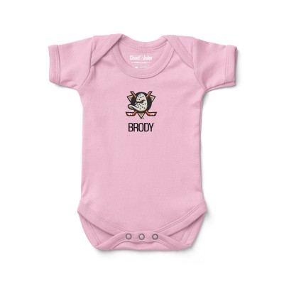 Малышам Anaheim Ducks Chad & Jake Light Pink Primary Logo Personalized Bodysuit