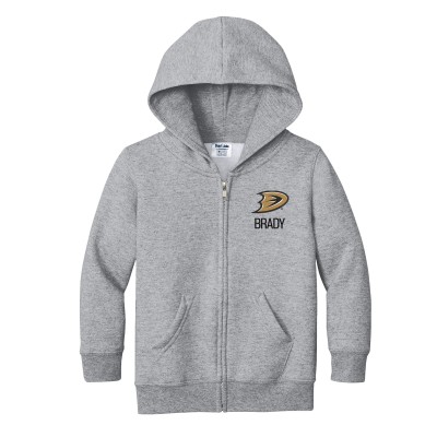 Toddler Anaheim Ducks Chad & Jake Heather Gray Secondary Logo Personalized Full-Zip Hoodie