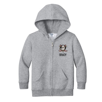 Toddler Anaheim Ducks Chad & Jake Heather Gray Primary Logo Personalized Full-Zip Hoodie