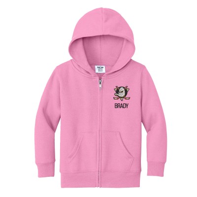 Toddler Anaheim Ducks Chad & Jake Pink Primary Logo Personalized Full-Zip Hoodie