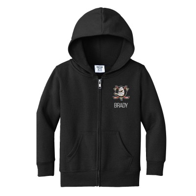 Toddler Anaheim Ducks Chad & Jake Black Primary Logo Personalized Full-Zip Hoodie