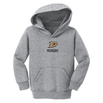 Toddler Anaheim Ducks Chad & Jake Heather Gray Secondary Logo Personalized Hoodie