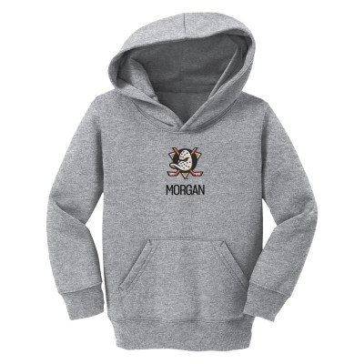Toddler Anaheim Ducks Chad & Jake Heather Gray Primary Logo Personalized Hoodie