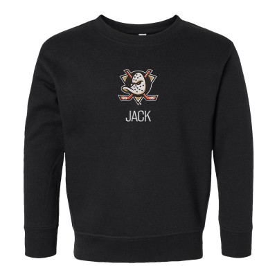 Toddler Anaheim Ducks Chad & Jake Black Primary Logo Personalized Sweatshirt