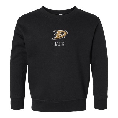 Toddler Anaheim Ducks Chad & Jake Black Secondary Logo Personalized Sweatshirt