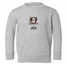 Toddler Anaheim Ducks Chad & Jake Heather Gray Primary Logo Personalized Sweatshirt