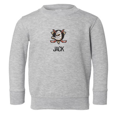 Toddler Anaheim Ducks Chad & Jake Heather Gray Primary Logo Personalized Sweatshirt
